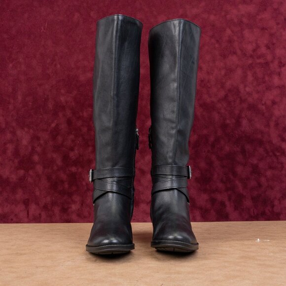 Sam Edelman Women Pansy Equestrian Riding Wide Calf Black Leather Boots sz 8 - Picture 3 of 10